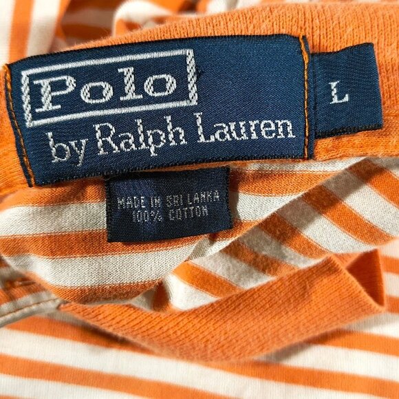 Polo by Ralph Lauren Orange and White Collared Polo 100% Cotton Men's Large - Picture 6 of 6